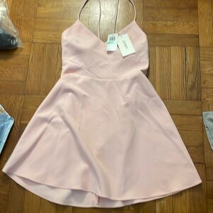 Likely baby pink dress and back zipper never worn before brand new with tags.